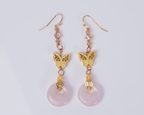 Handmade accessories, Asian / Chinese style earrings, Ethereal Butterfly Jade Drop Earrings, top view, white background.