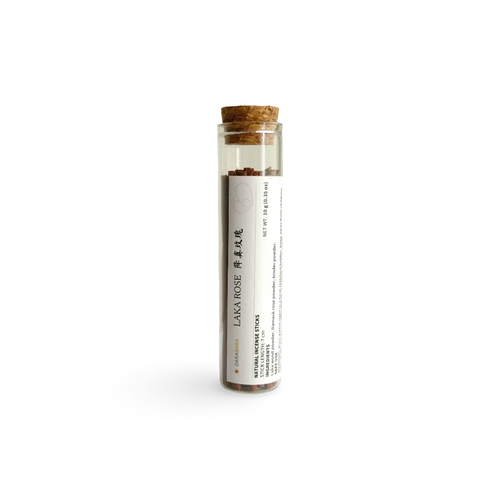 DARABARA Laka Rose 10 g incense sampler in a cork-stoppered glass tube.