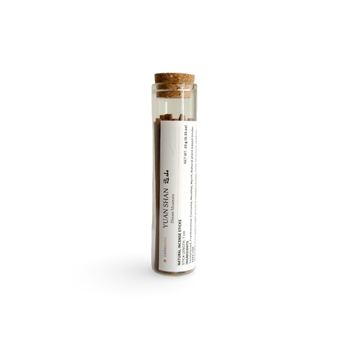 DARABARA Yuan Shan 10 g incense sampler in a cork-stoppered glass tube.