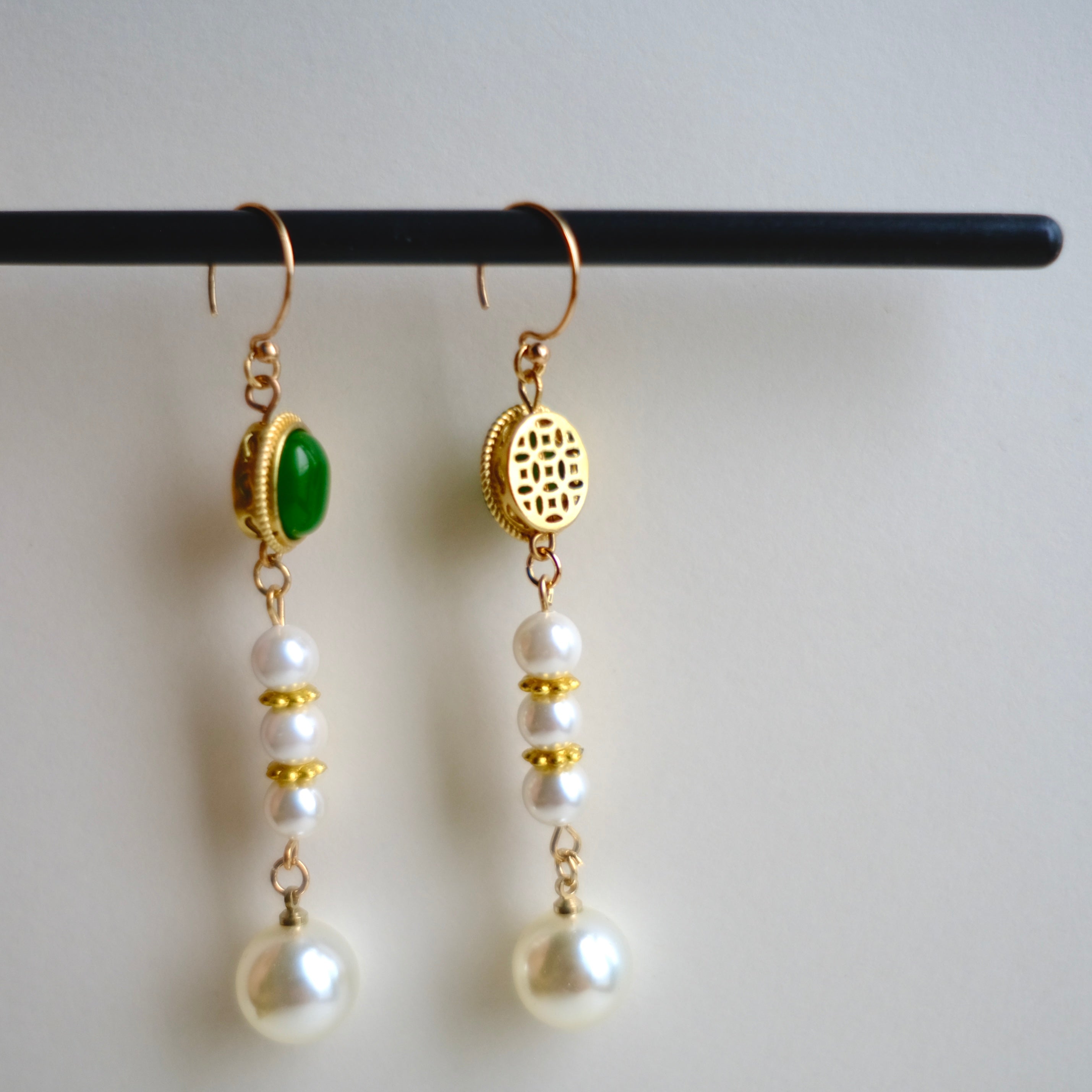 The Bund | Placer Gold Pearl Drop Earrings | Handcrafted
