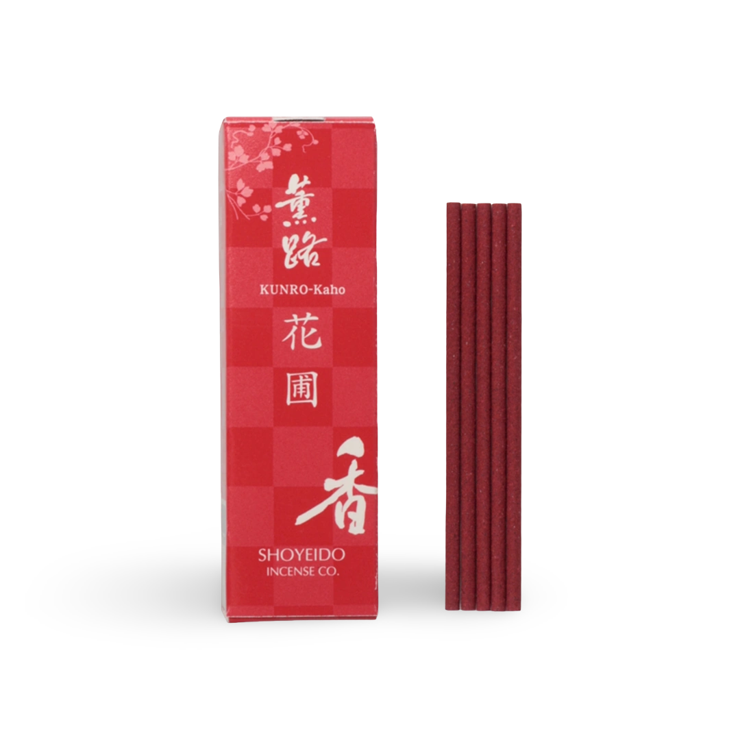 Shoyeido Kunro Kaho Flower Garden Japanese incense, 20-stick box with red incense sticks
