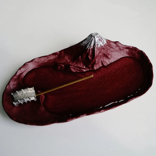 Mt. Fuji Incense Holder, Sakasa Fuji | さかさ富士 - Red