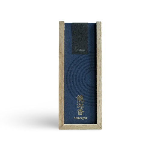Kousaido Branded Incense stick packaging with blue label and wooden frame on a transparent background