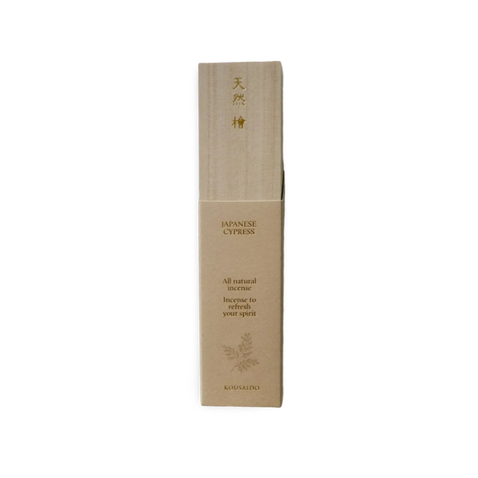 Kousaido Japanese Cypress incense packaging on a white background