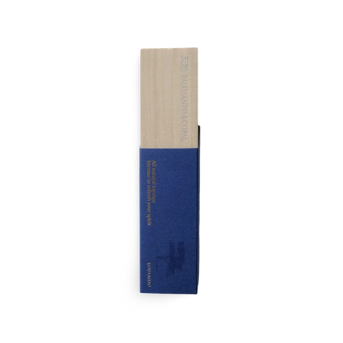 Blue and beige incense box with 'Kousaido' branding on a white background
