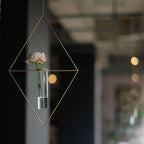 PIKE Wall – Diamond Brass Wire Flower Vase (Hanging)