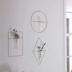 PIKE Wall – Round Brass Wire Flower Vase (Hanging)