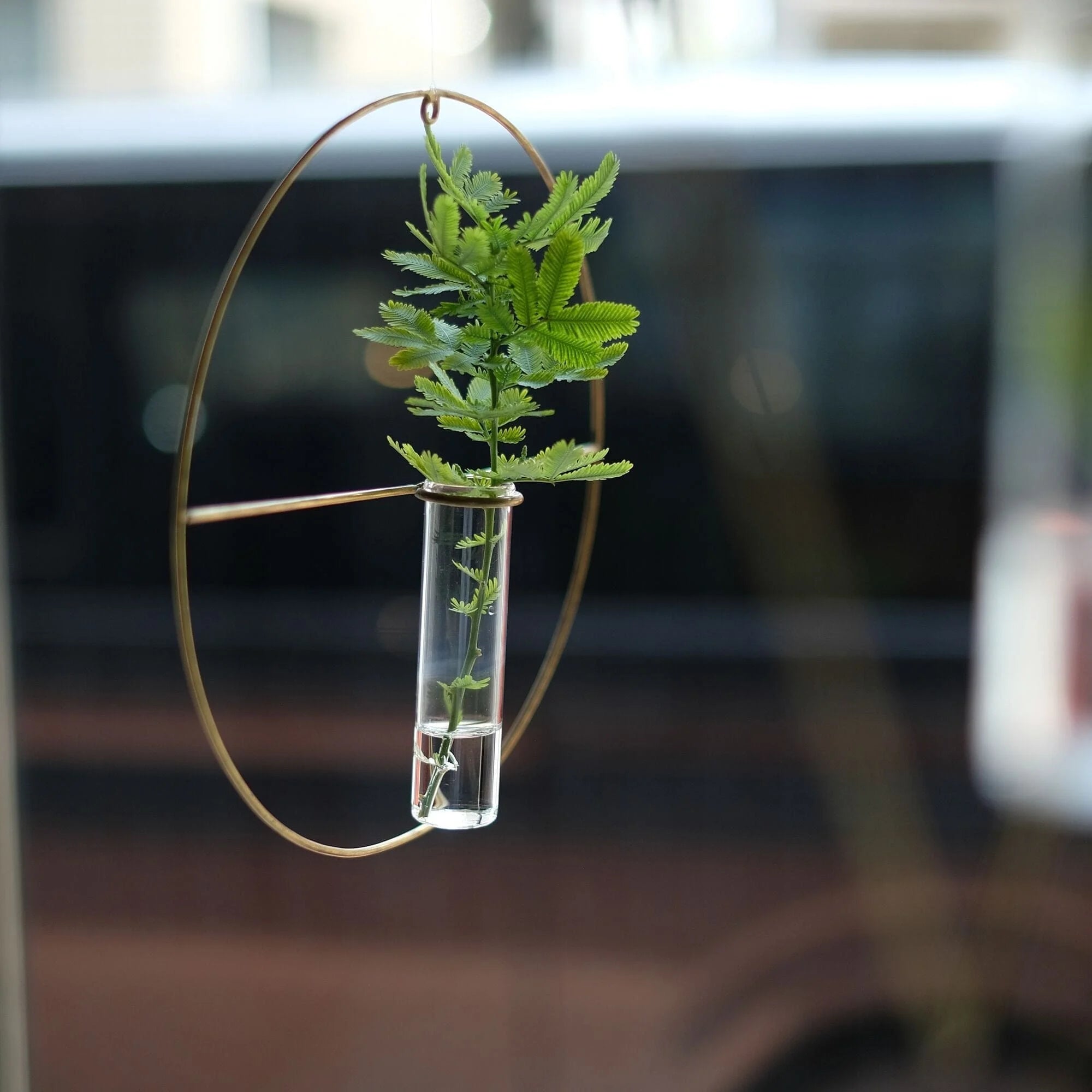 PIKE Wall – Rectangular Brass Wire Flower Vase (Hanging)